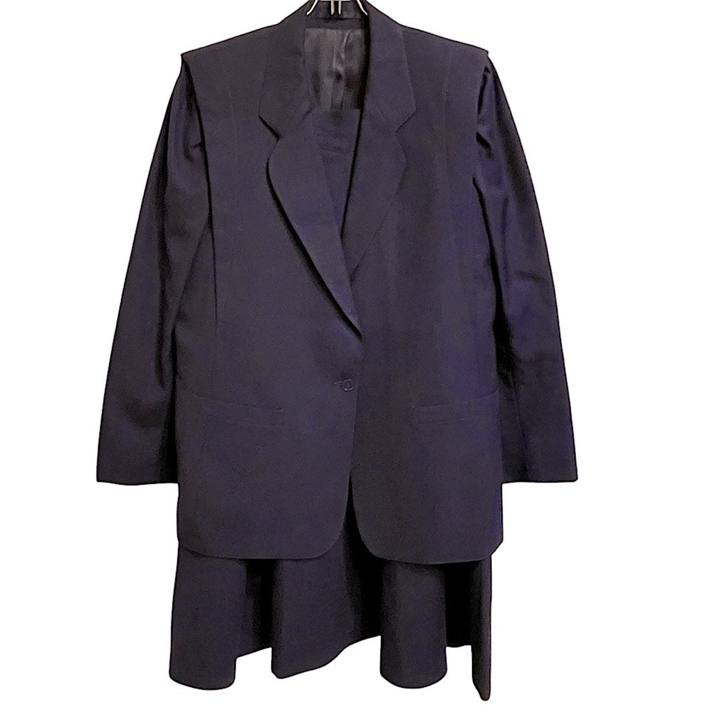 Next 100% Pure New Wool Navy Blue Skirt Suit Classic English Countryside 10/12